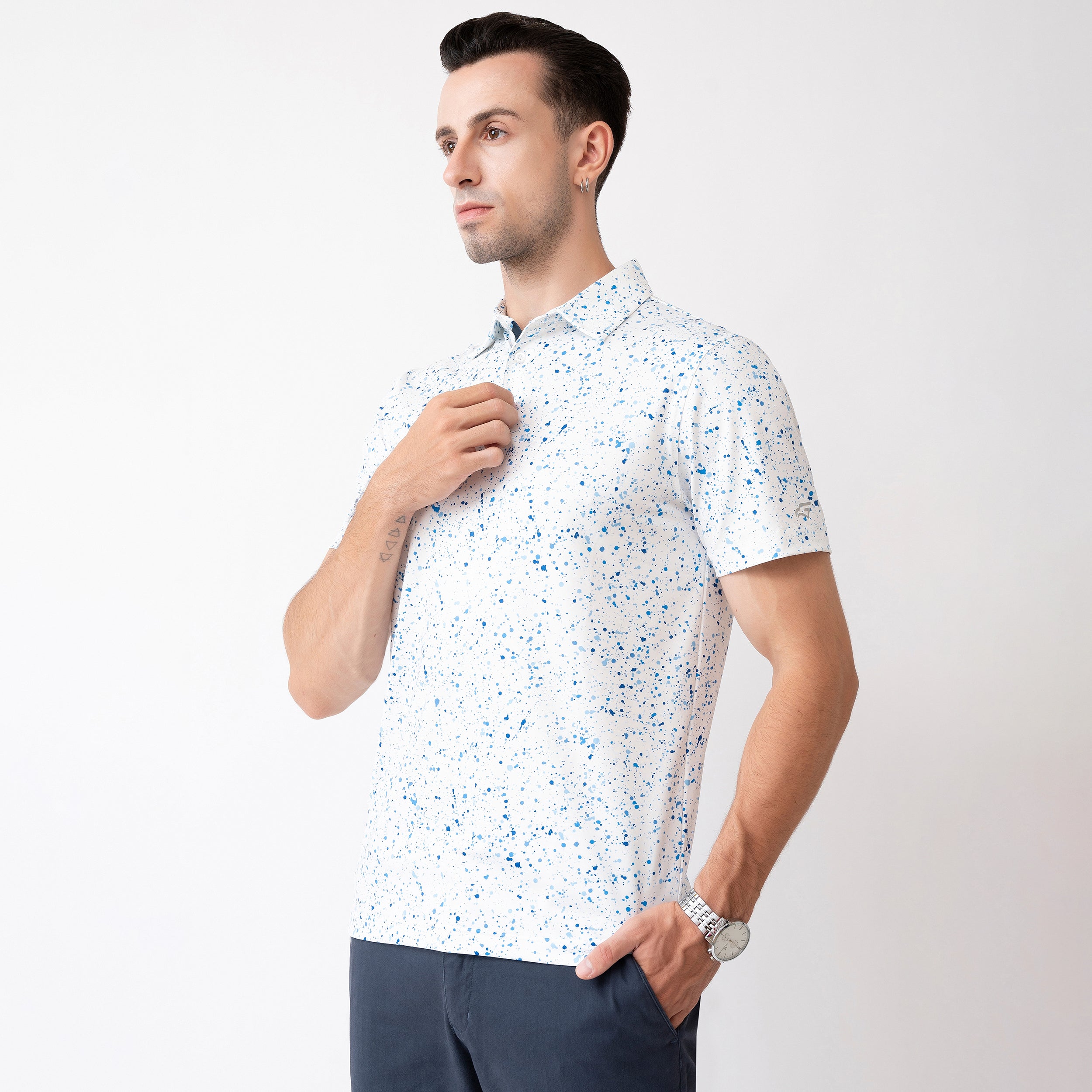 Paint Splatter Golf Shirts for Men Short Sleeve Performance Polo