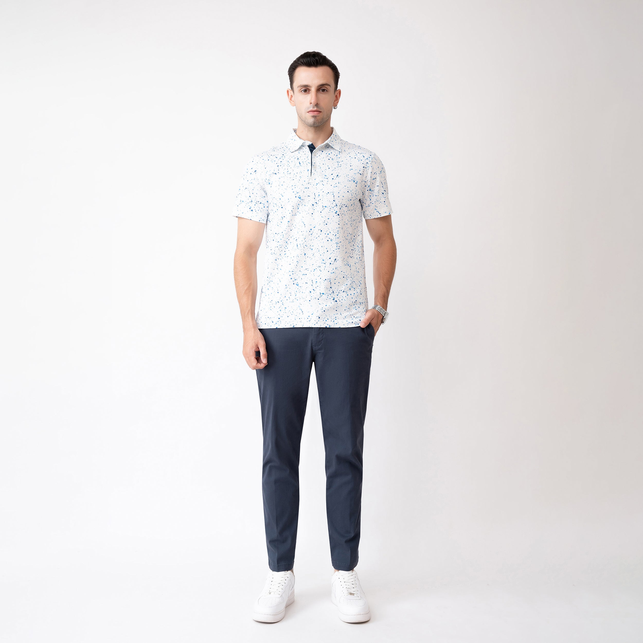 Paint Splatter Golf Shirts for Men Short Sleeve Performance Polo