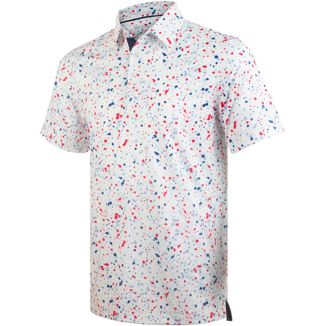 Paint Splatter Golf Shirts for Men Short Sleeve Polo Hover Image
