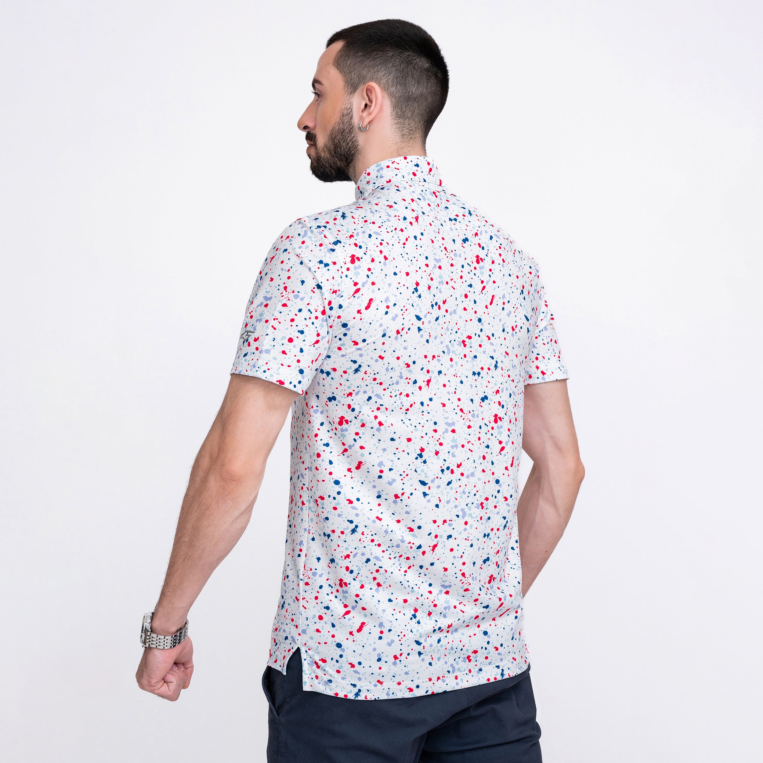 Paint Splatter Golf Shirts for Men Short Sleeve Polo