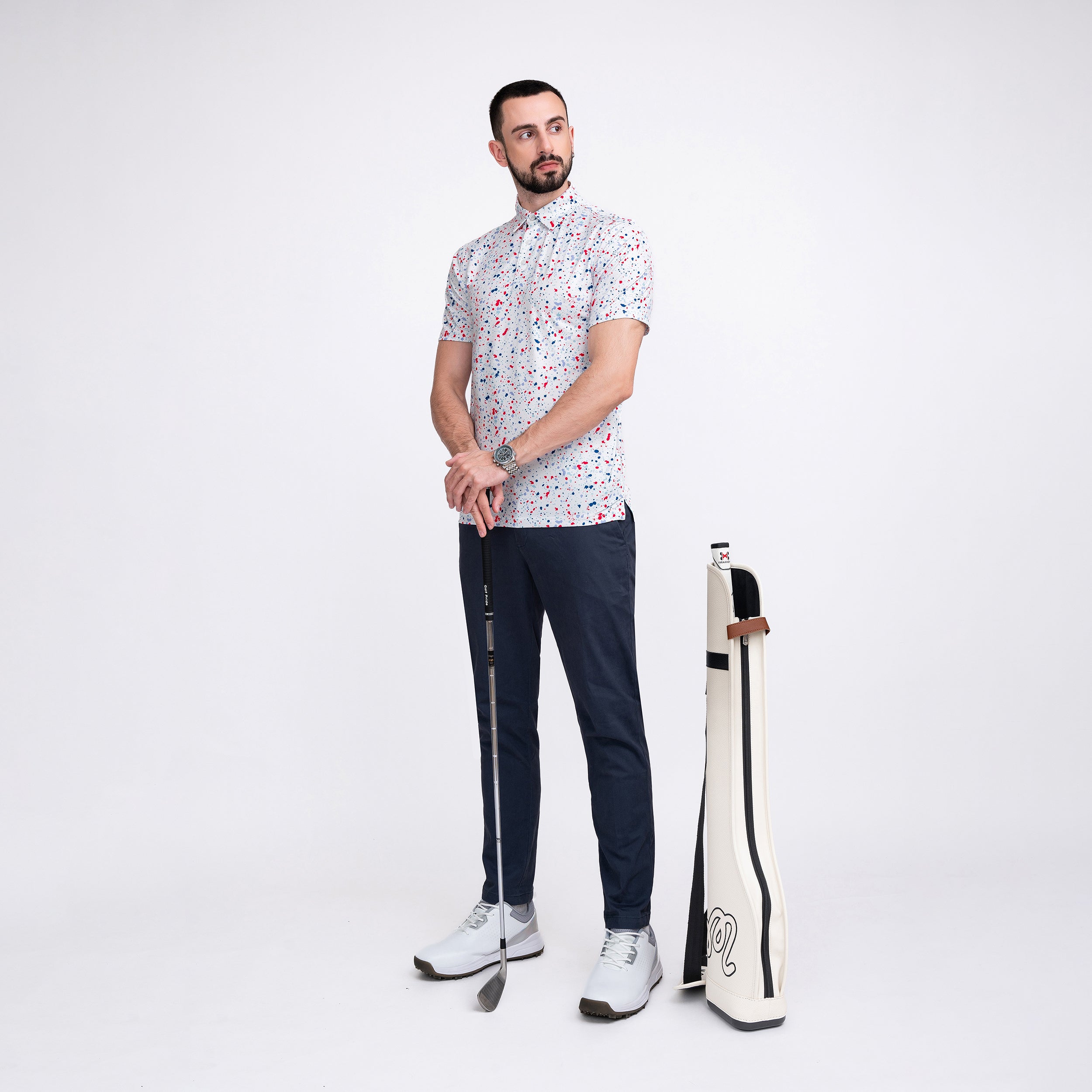 Paint Splatter Golf Shirts for Men Short Sleeve Polo