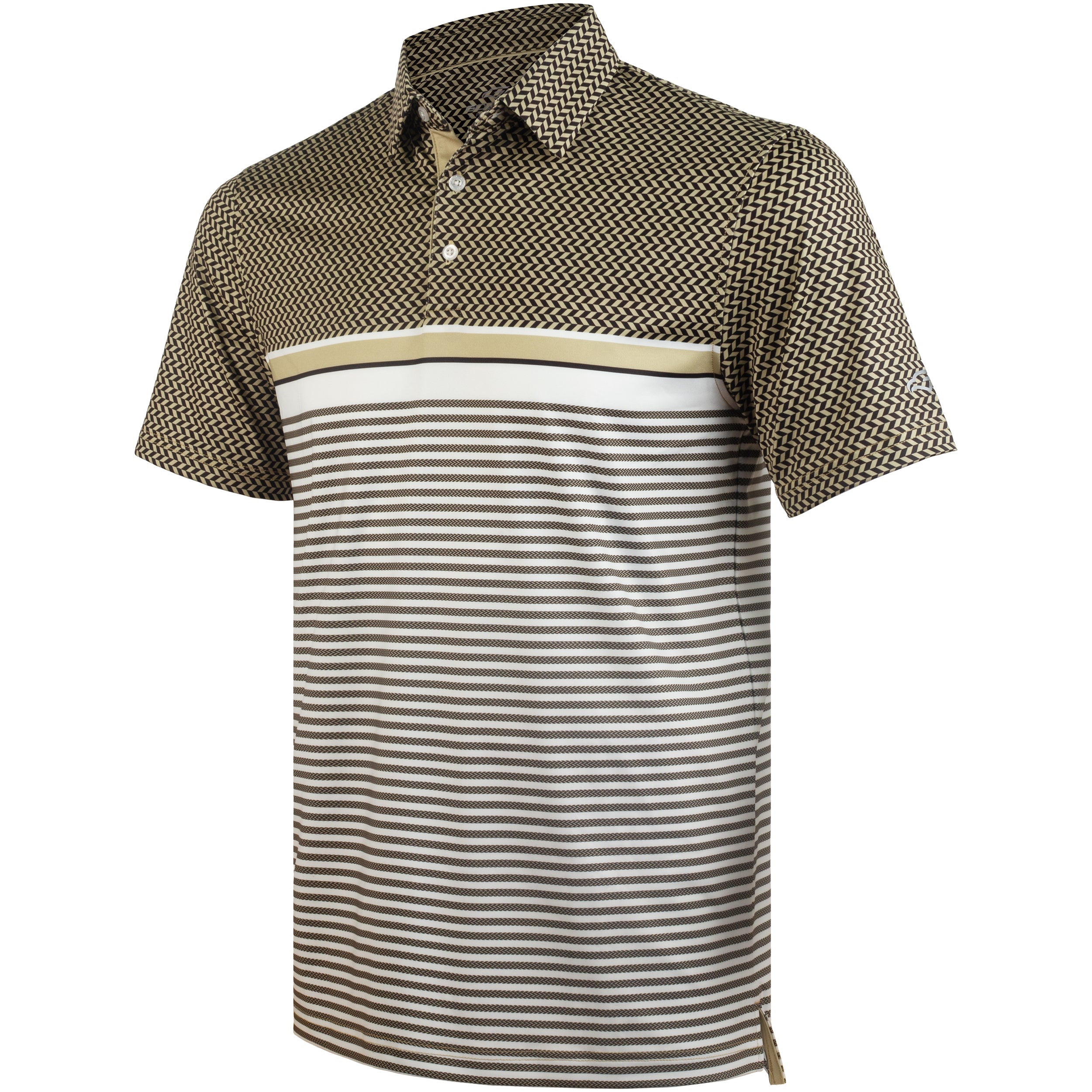 Gold Striped Golf Shirts for Men Short Sleeve Performance Polo