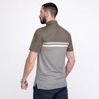 Gold Striped Golf Shirts for Men Short Sleeve Performance Polo