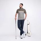 Gold Striped Golf Shirts for Men Short Sleeve Performance Polo
