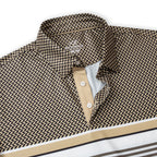 Gold Striped Golf Shirts for Men Short Sleeve Performance Polo