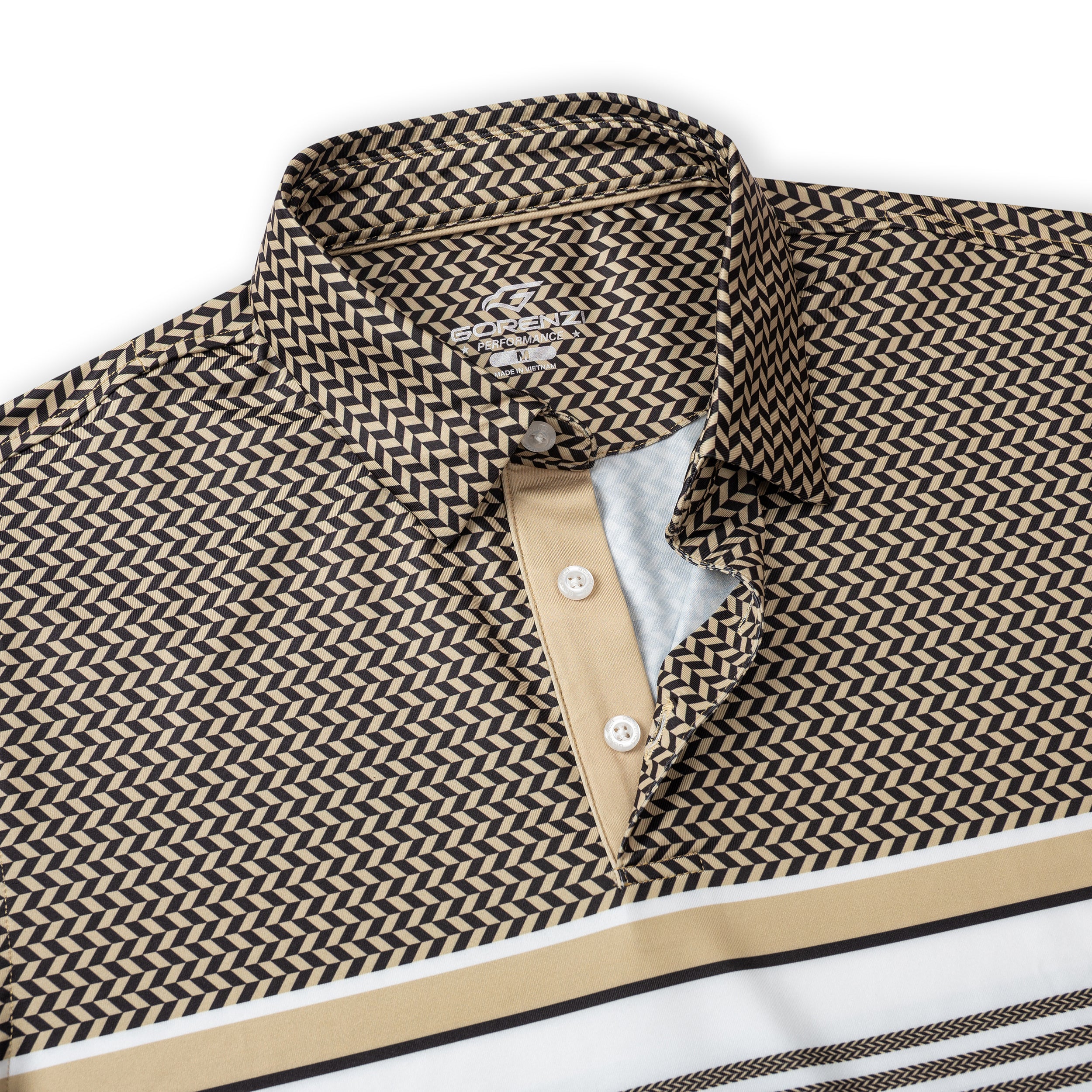 Gold Striped Golf Shirts for Men Short Sleeve Performance Polo