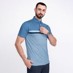 Blue Striped Golf Shirts for Men Short Sleeve Performance Polo