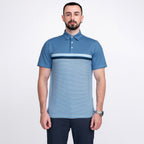 Blue Striped Golf Shirts for Men Short Sleeve Performance Polo