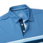 Blue Striped Golf Shirts for Men Short Sleeve Performance Polo