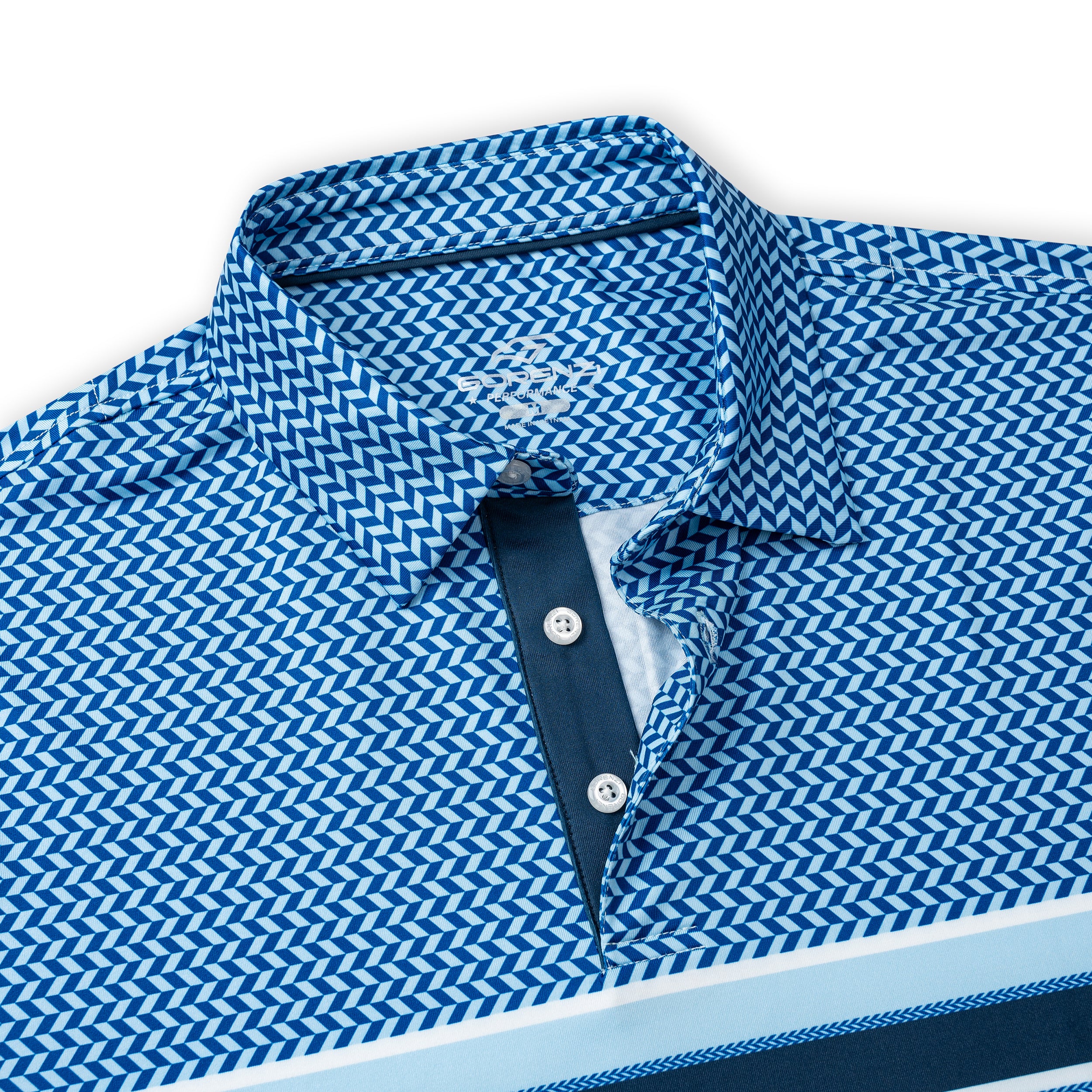 Blue Striped Golf Shirts for Men Short Sleeve Performance Polo
