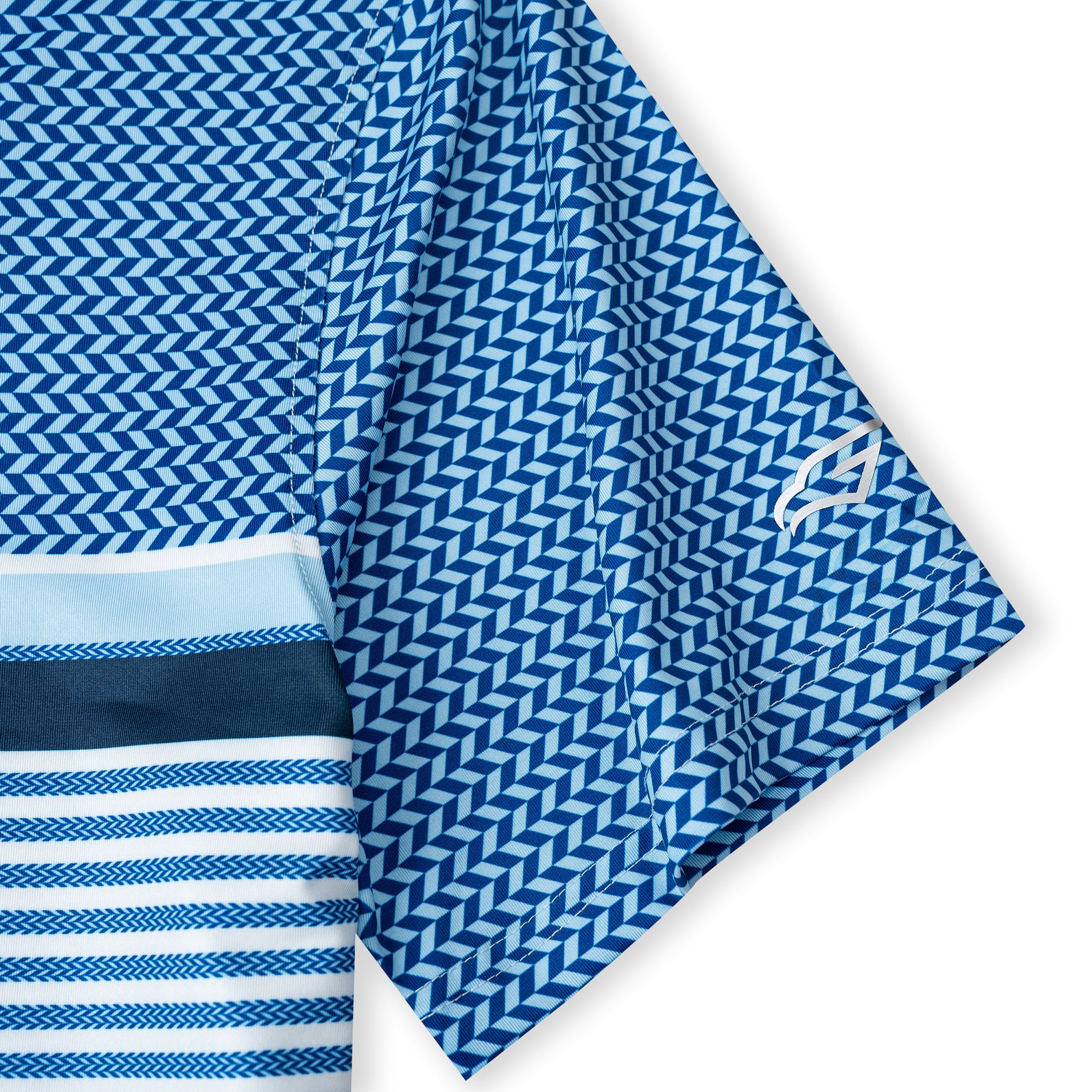 Blue Striped Golf Shirts for Men Short Sleeve Performance Polo