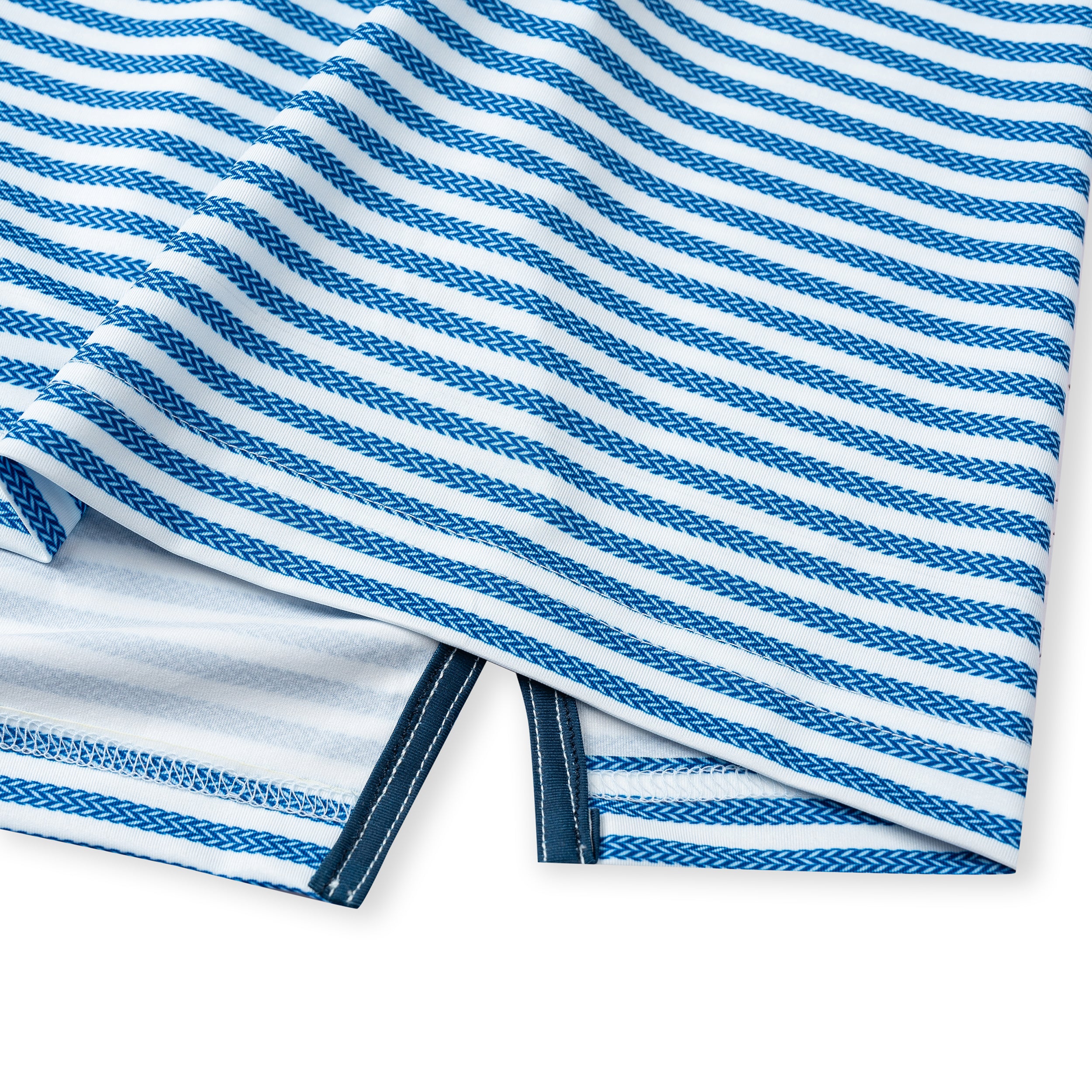 Blue Striped Golf Shirts for Men Short Sleeve Performance Polo