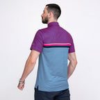 Pink Magenta Striped Golf Shirts for Men Short Sleeve Performance Polo