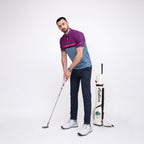 Pink Magenta Striped Golf Shirts for Men Short Sleeve Performance Polo