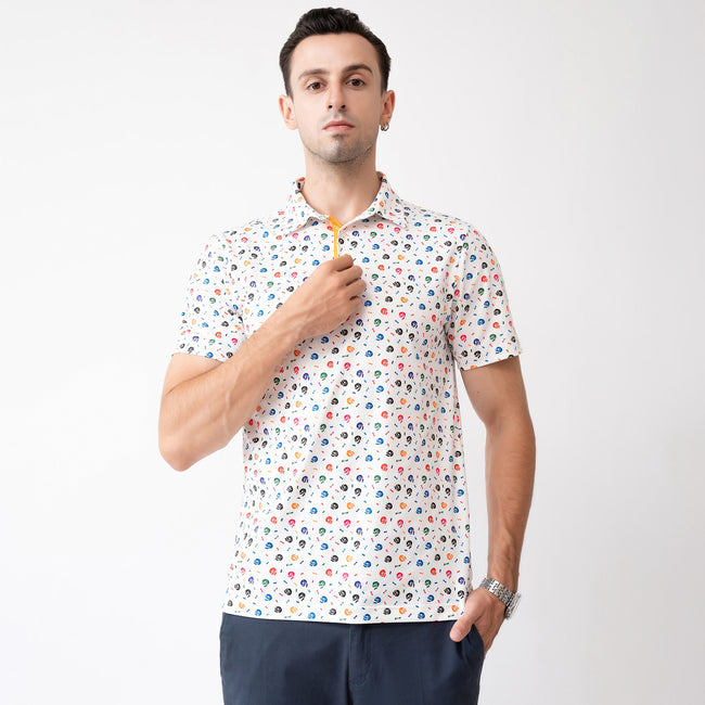 Skull Golf Shirts for Men Short Sleeve Performance Polo Main Image