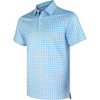 Blue Texas Bull Golf Shirts for Men Short Sleeve Performance Polo