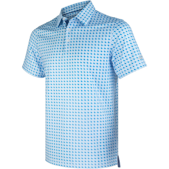 Blue Texas Bull Golf Shirts for Men Short Sleeve Performance Polo Hover Image