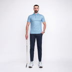 Blue Texas Bull Golf Shirts for Men Short Sleeve Performance Polo
