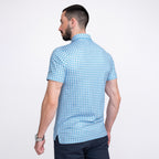 Blue Texas Bull Golf Shirts for Men Short Sleeve Performance Polo