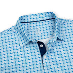 Blue Texas Bull Golf Shirts for Men Short Sleeve Performance Polo