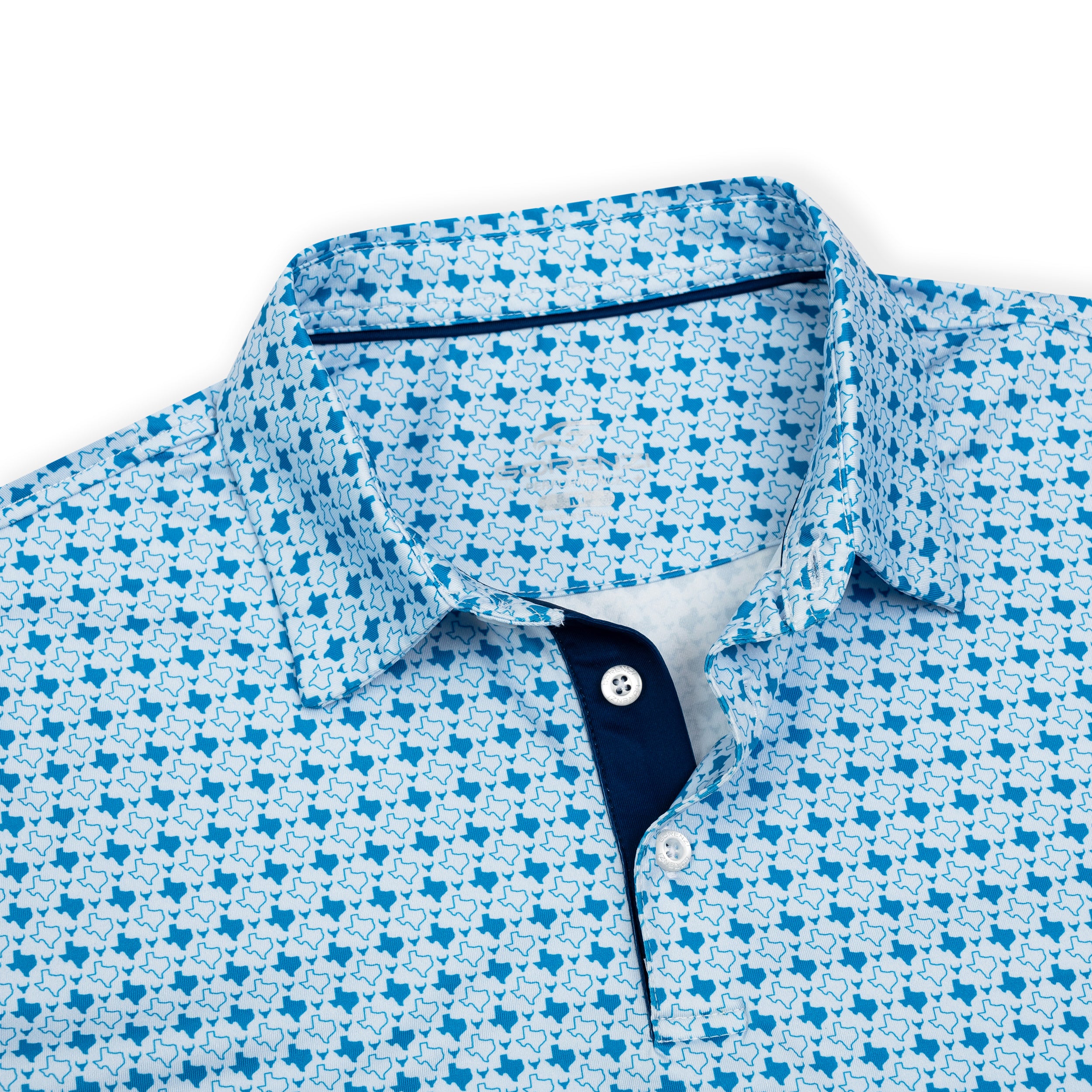 Blue Texas Bull Golf Shirts for Men Short Sleeve Performance Polo
