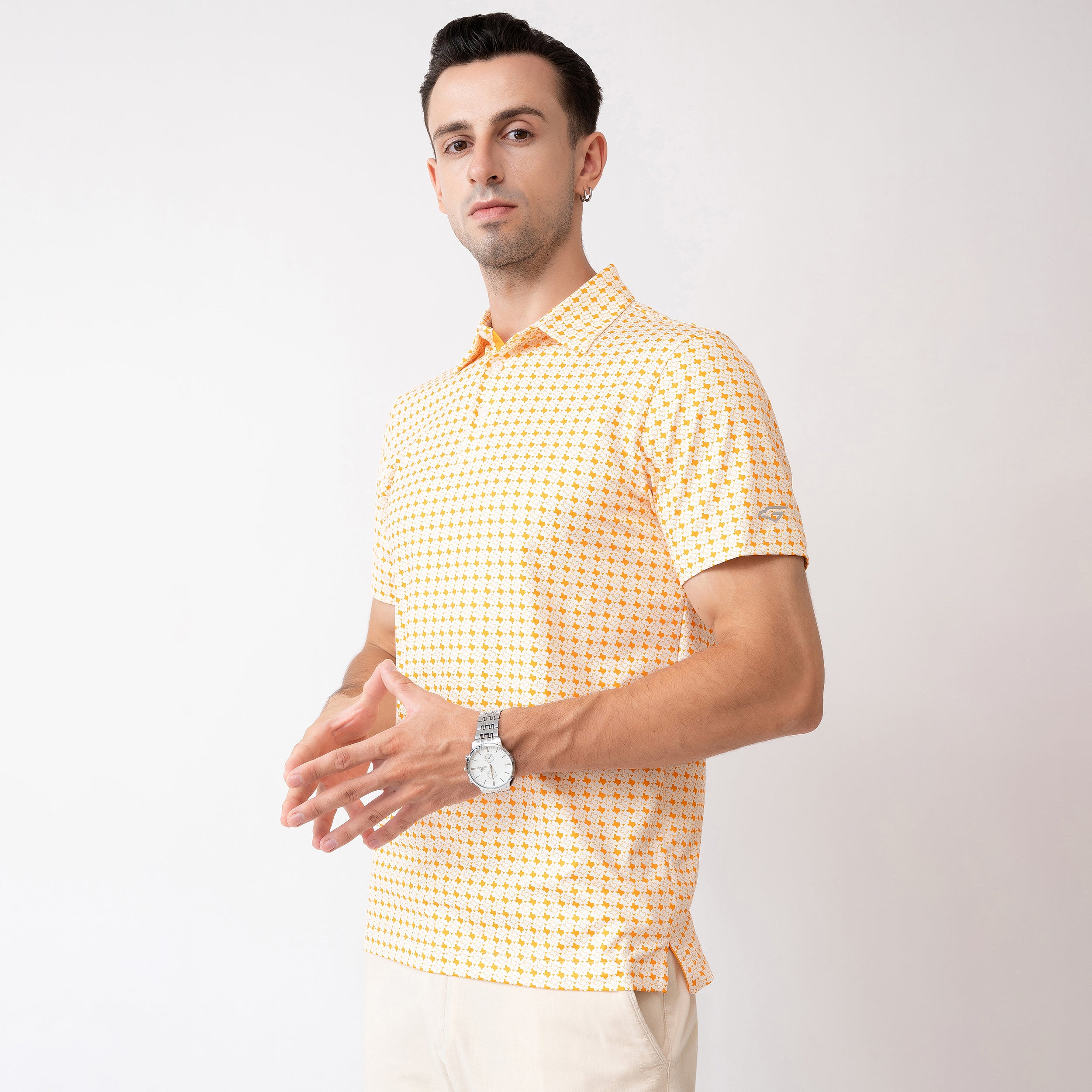 Orange Texas Bull Golf Shirts for Men Short Sleeve Performance Polo