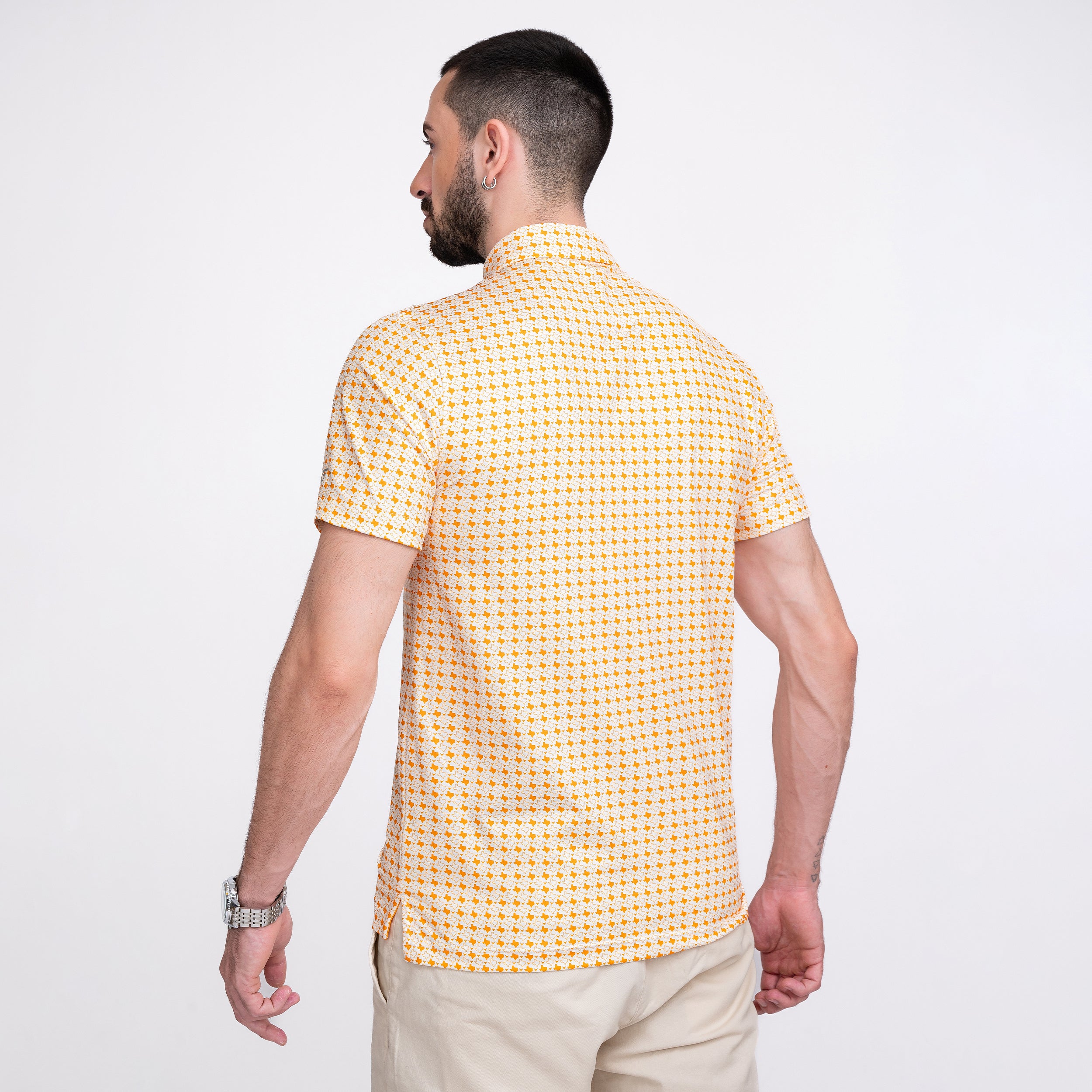 Orange Texas Bull Golf Shirts for Men Short Sleeve Performance Polo