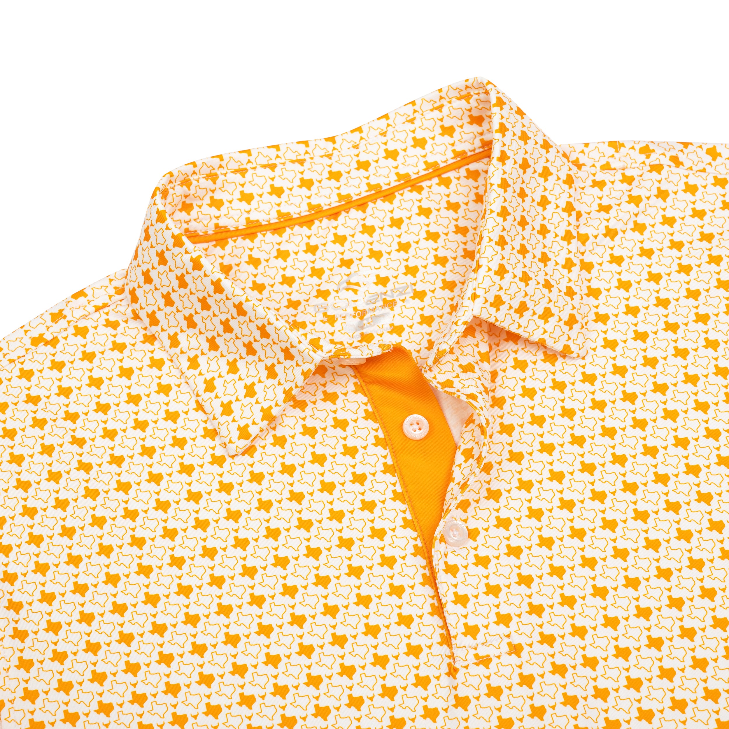 Orange Texas Bull Golf Shirts for Men Short Sleeve Performance Polo