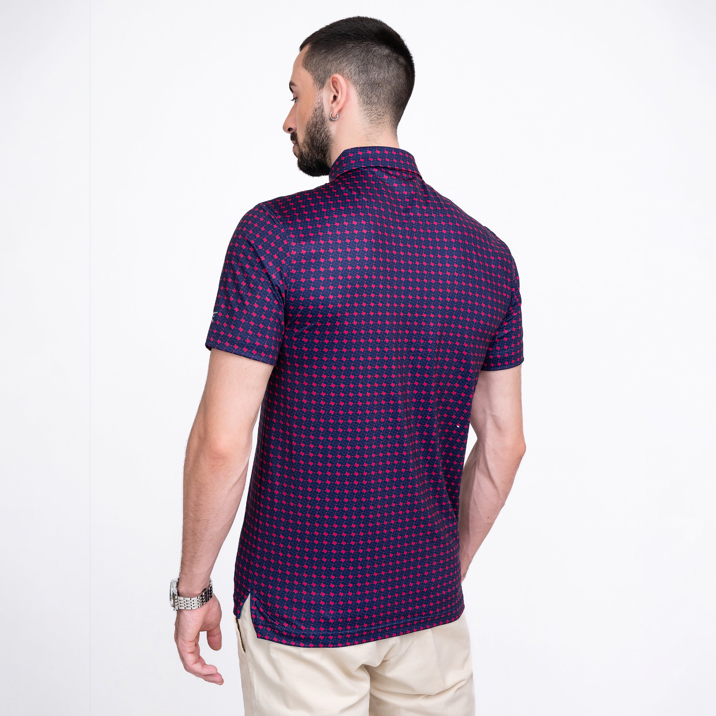 Purple Texas Bull Golf Shirts for Men Short Sleeve Performance Polo