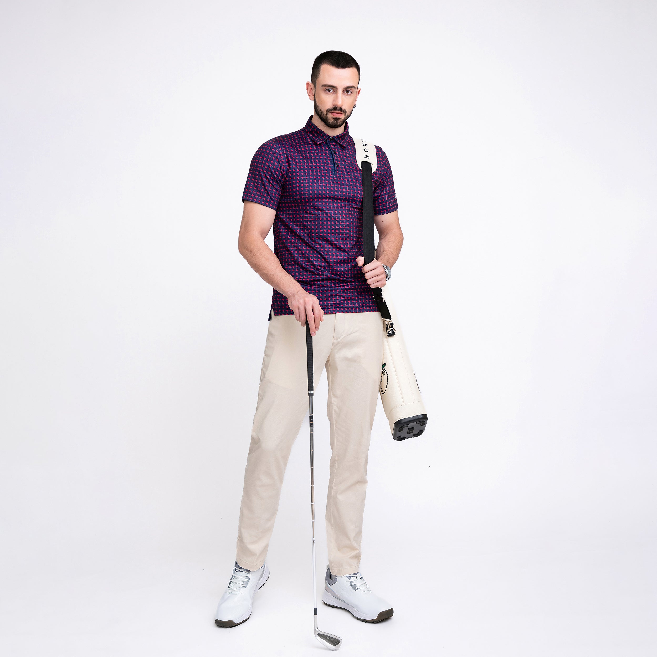 Purple Texas Bull Golf Shirts for Men Short Sleeve Performance Polo