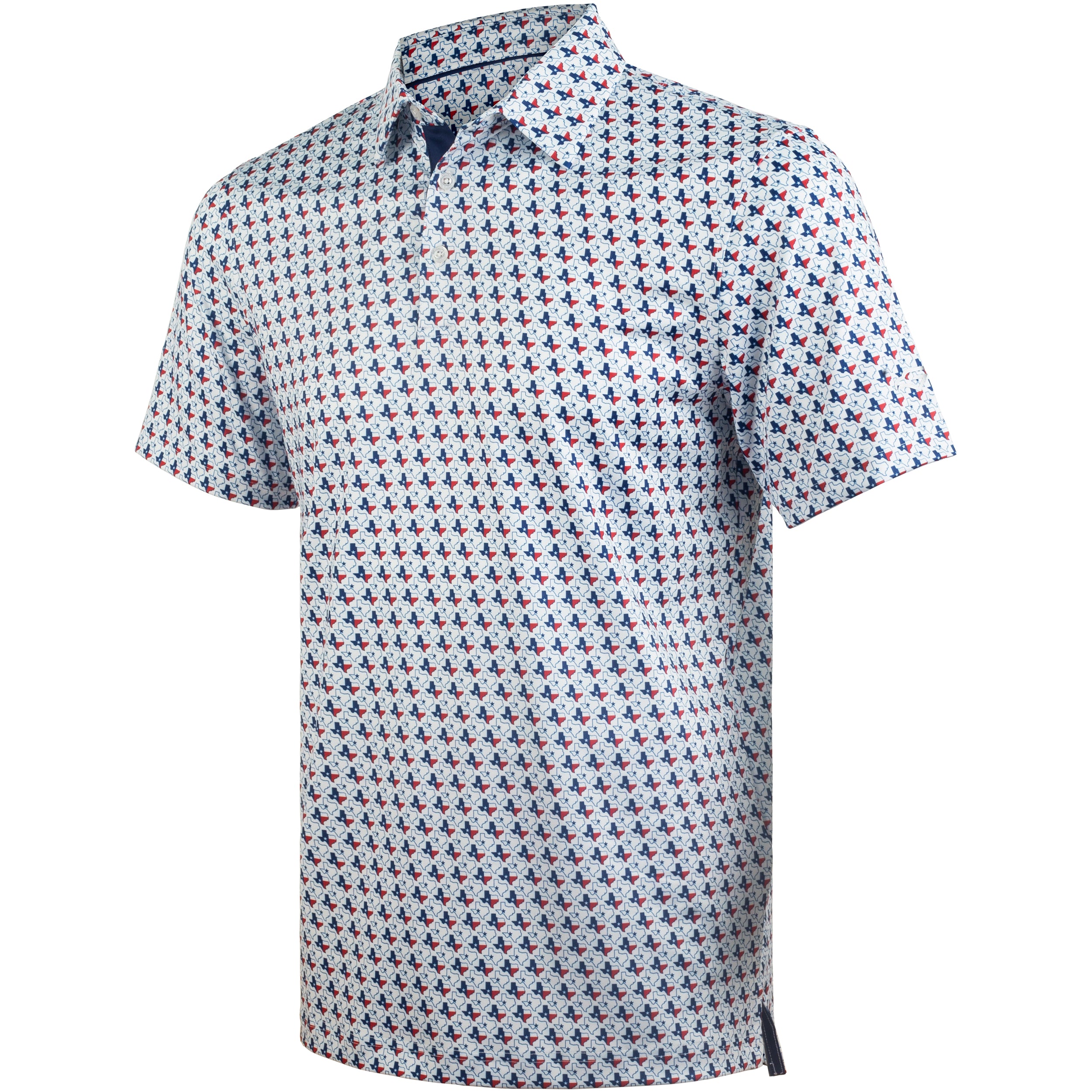 White Texas Flag Golf Shirts for Men Short Sleeve Performance Polo