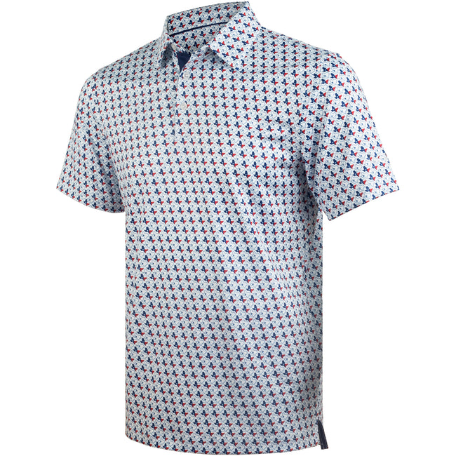 White Texas Flag Golf Shirts for Men Short Sleeve Performance Polo Hover Image