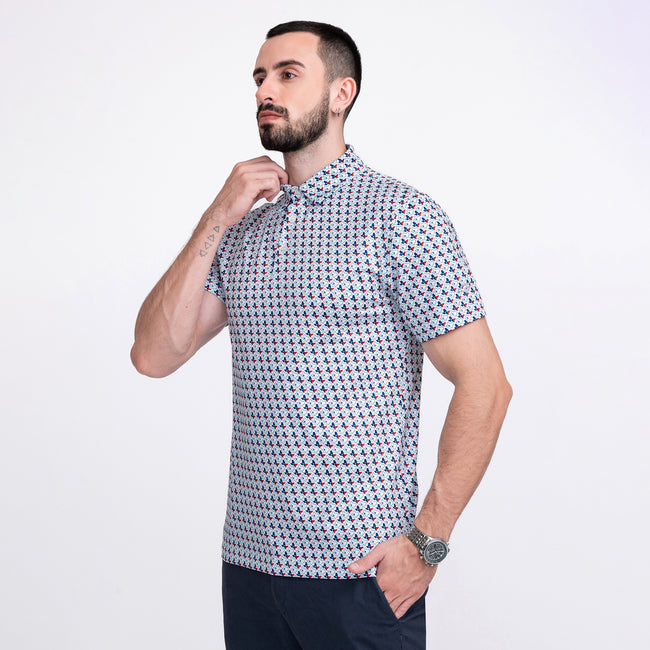 White Texas Flag Golf Shirts for Men Short Sleeve Performance Polo Main Image