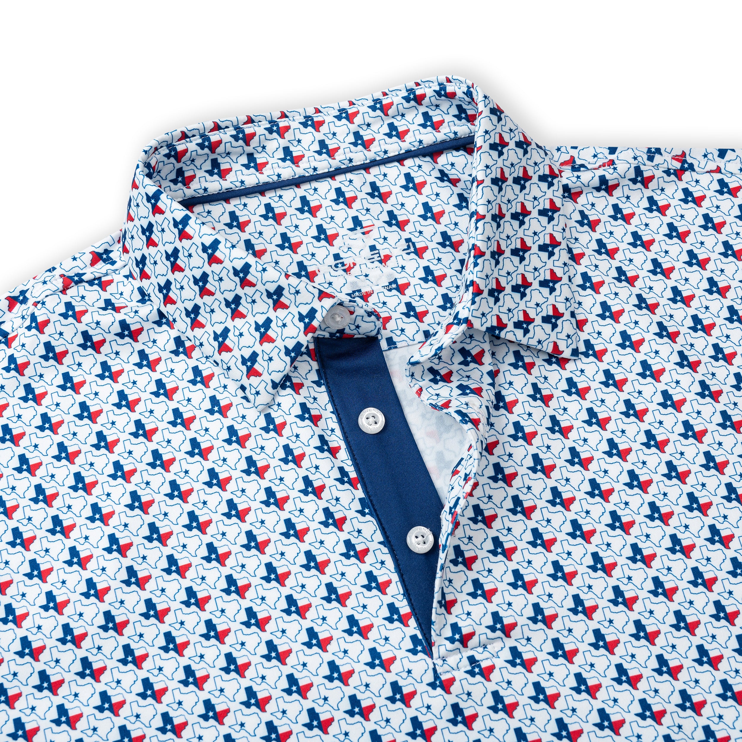 White Texas Flag Golf Shirts for Men Short Sleeve Performance Polo