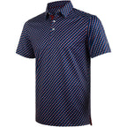 Navy Texas Flag Golf Shirts for Men Short Sleeve Performance Polo