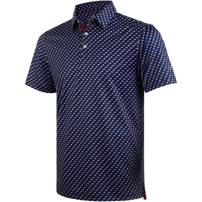 Navy Texas Flag Golf Shirts for Men Short Sleeve Performance Polo Hover Image