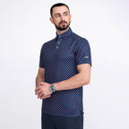 Navy Texas Flag Golf Shirts for Men Short Sleeve Performance Polo