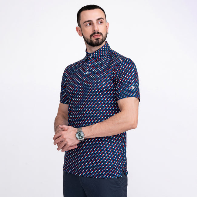Navy Texas Flag Golf Shirts for Men Short Sleeve Performance Polo Main Image