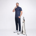 Navy Texas Flag Golf Shirts for Men Short Sleeve Performance Polo