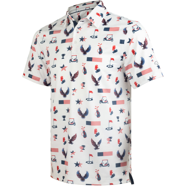 Patriotic Eagle Golf Shirts for Men Short Sleeve Performance Polo Hover Image