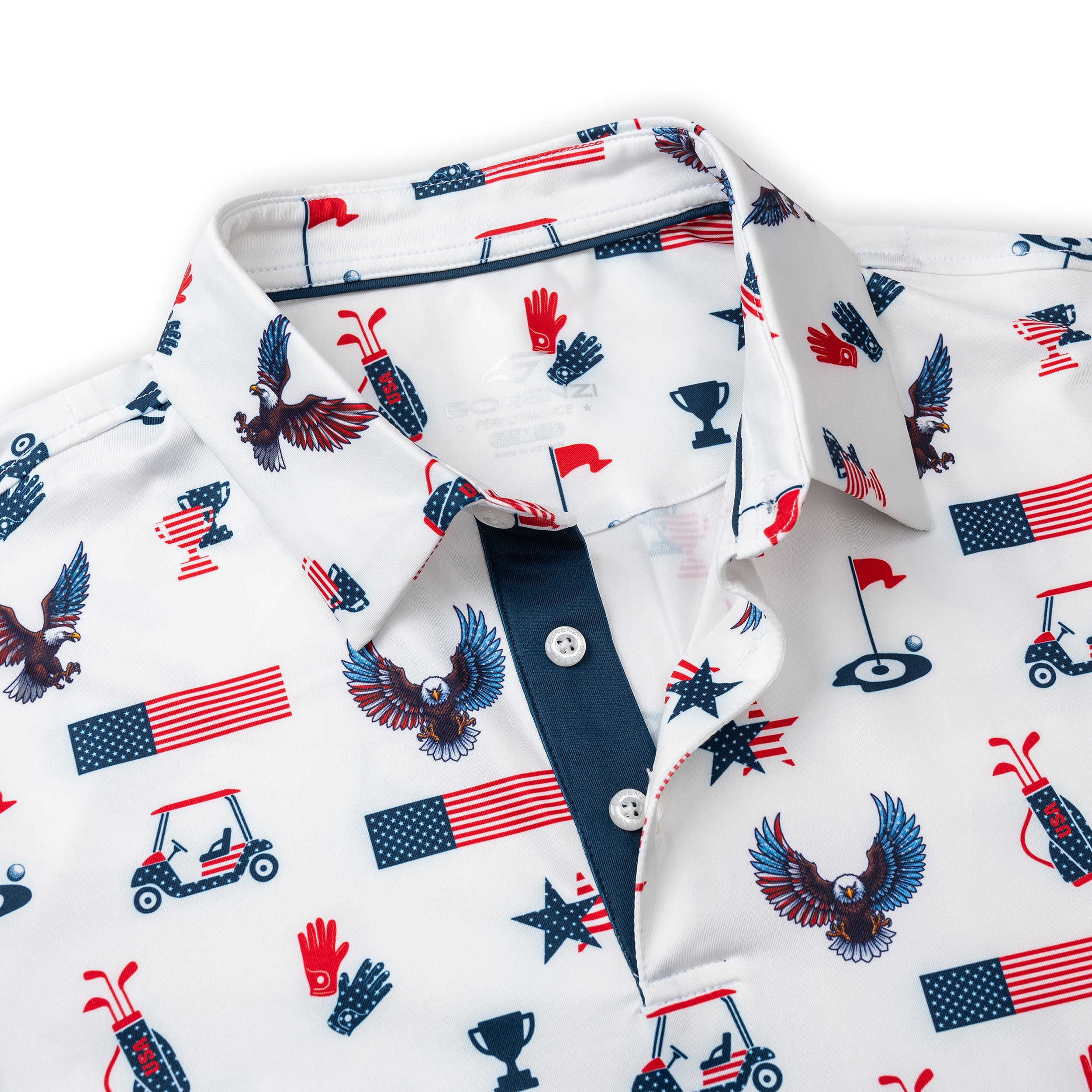Patriotic Eagle Golf Shirts for Men Short Sleeve Performance Polo