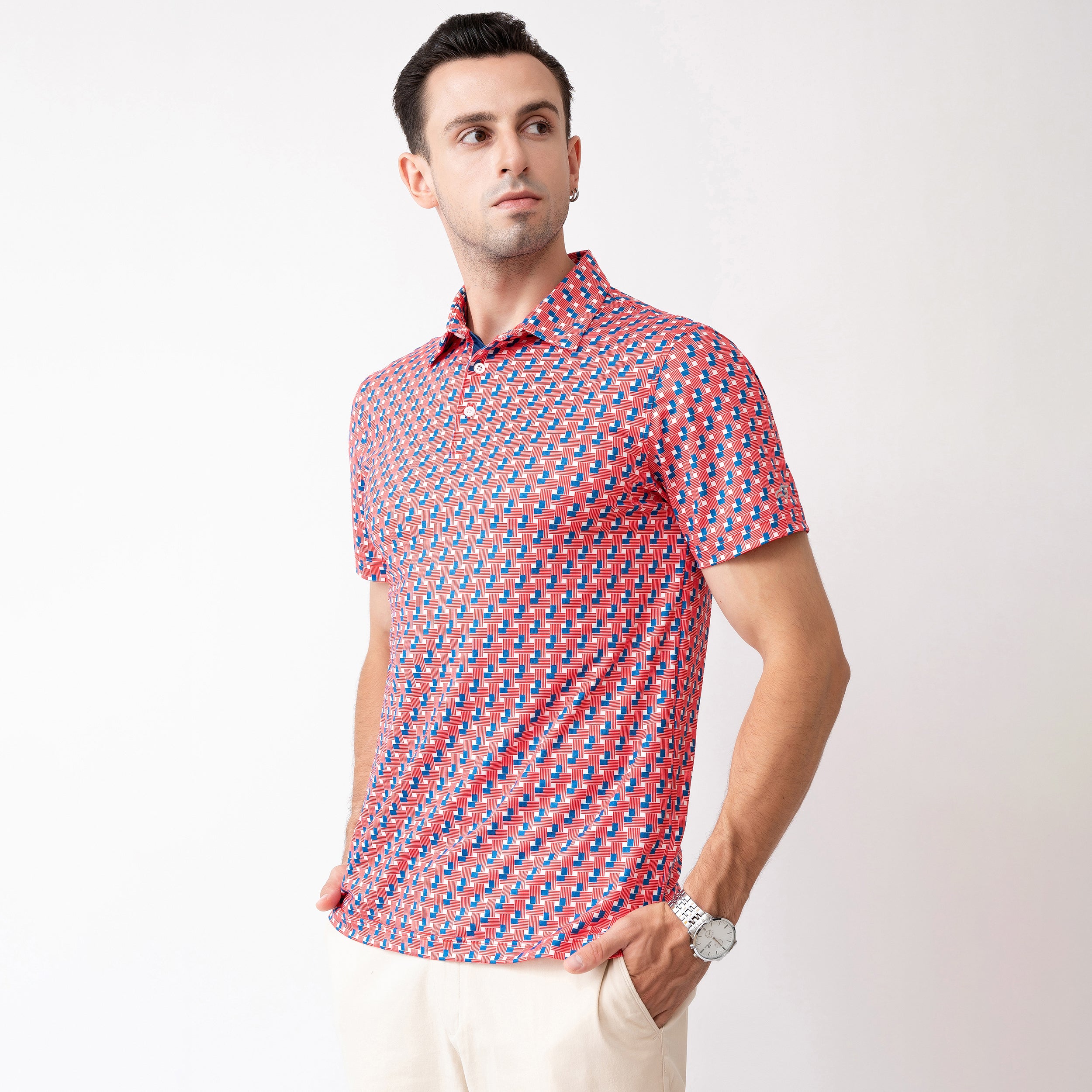 American Flag Golf Shirts for Men Short Sleeve Performance Polo