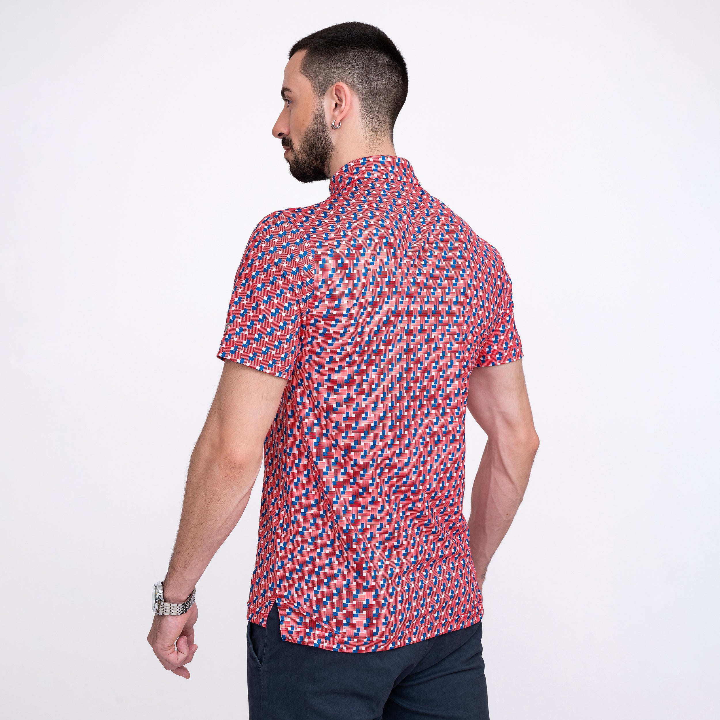 American Flag Golf Shirts for Men Short Sleeve Performance Polo
