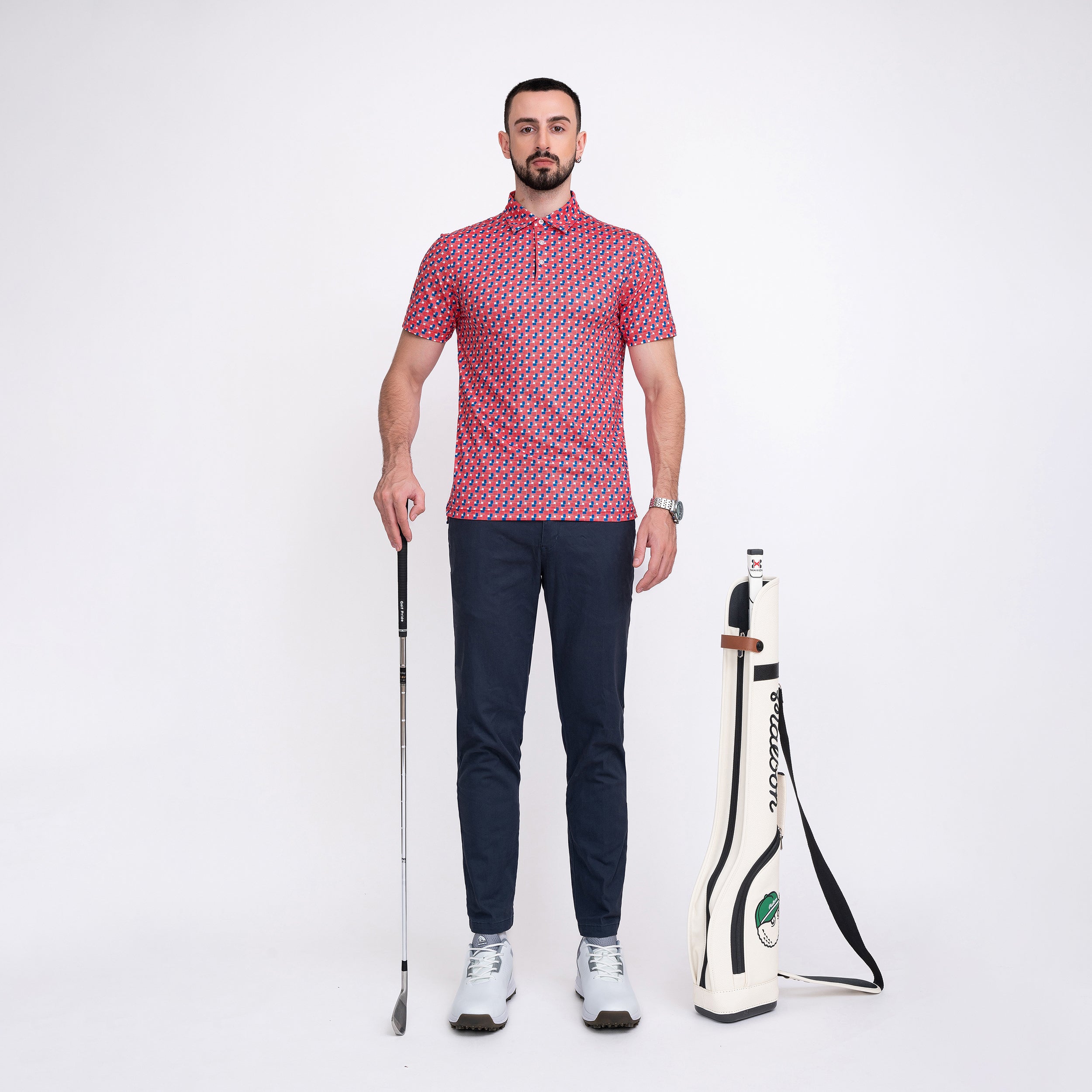 American Flag Golf Shirts for Men Short Sleeve Performance Polo